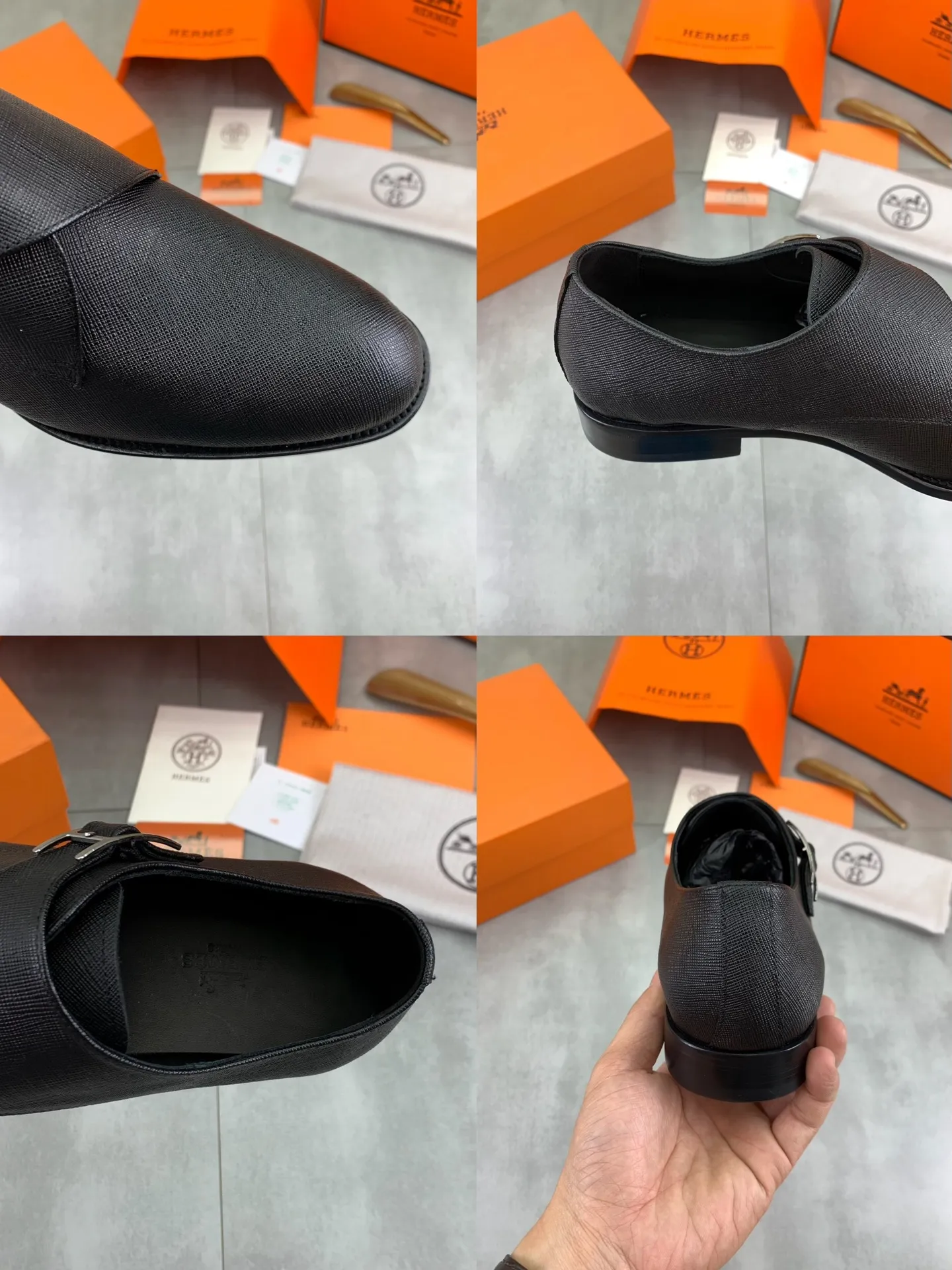 Factory price P940 💰💎💎💎 Original genuine leather outsole Brand: Hermès Grade: Same as the official website Original quality materials: Original soft calfskin Water-dyed cowhide lining Original Italian genuine leather outsole Style categories: Men's fashion Formal casual leather shoes Slip-on men's shoes series Young fashion European and American trends British style Code number: 39-45 (38.46 can be customized)